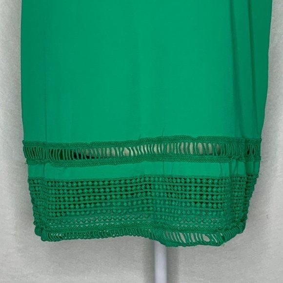 Gibson Latimer Tank Top Sleeveless Blouse M Green Crochet Knit Trim Round Neck - Picture 3 of 5